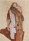 Egon Schiele Famous Paintings - Woman and Man Alternately Husband and Wife